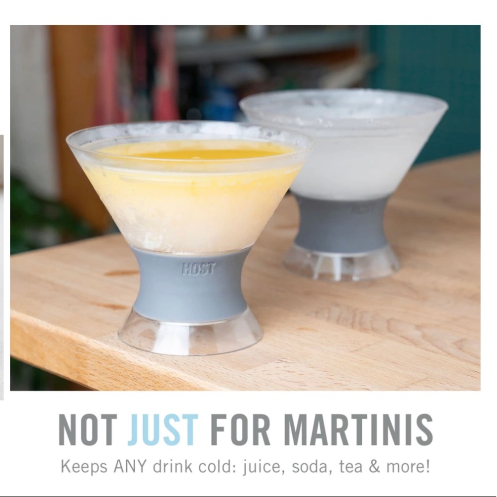 New! Martini Freeze Cooling Cups, Glasses NEW IN BOX. Clear with grey grip..HOST - Picture 12 of 16